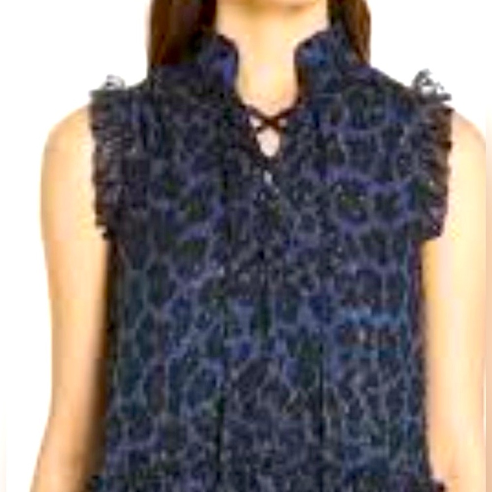 KATE SPADE Sleeveless Metallic Leopard-print Top